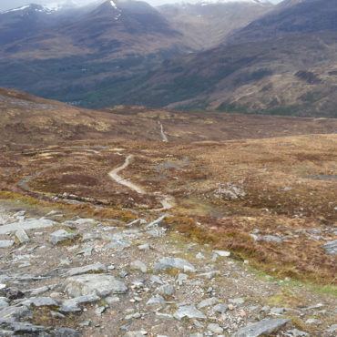 Steep rocky Munro mountain path